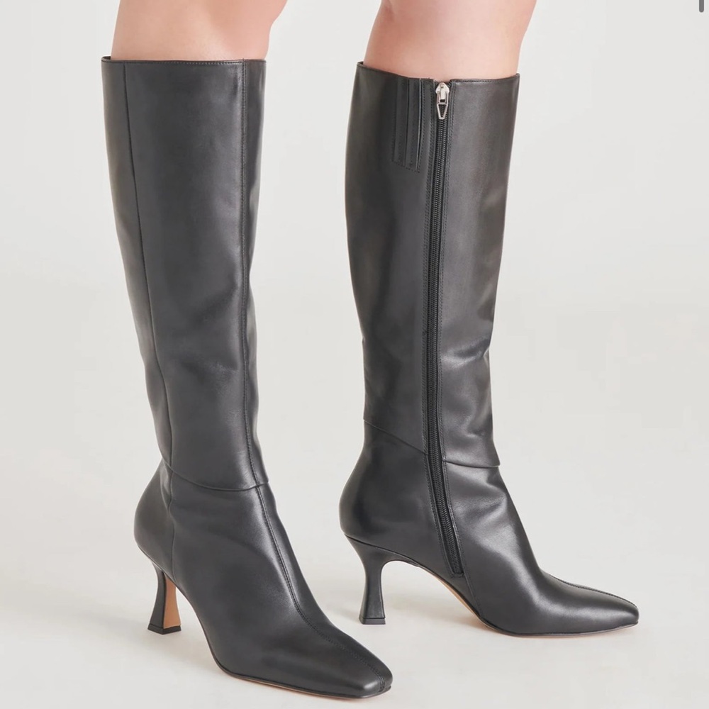 Dolce Vita Black Knee-High Leather Boots - Picture 7 of 9
